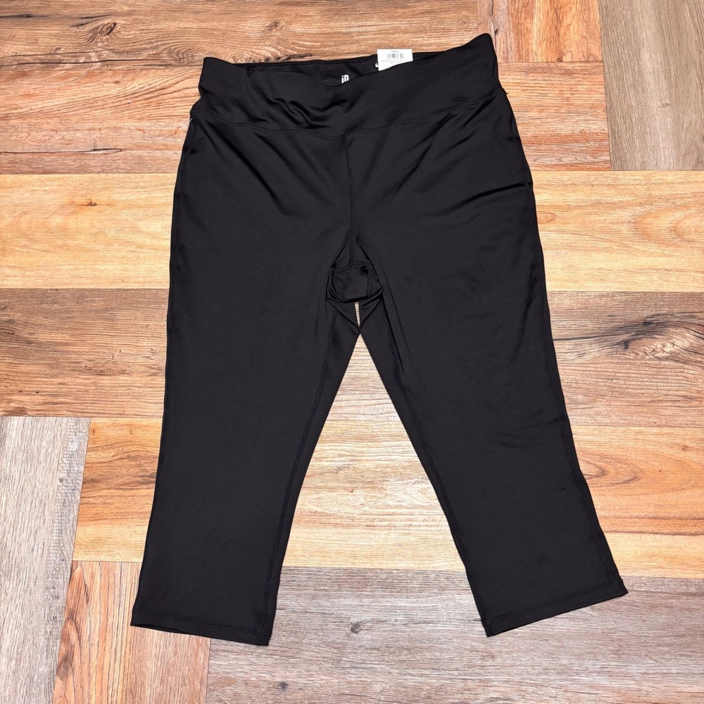 Womens Black Ideology Capri Leggings Activewear Workout Crop‎ Yoga Pants Size 1X